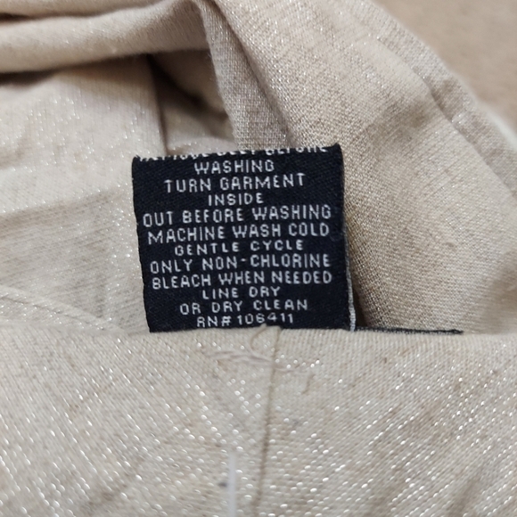 Willi Smith Womens Pants Linen Blend Crop Wide Leg Metallic Beige Khaki Size 10 - Picture 13 of 14